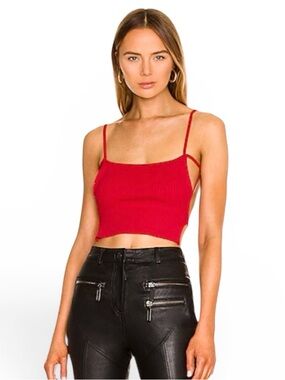 superdown Lily Strappy Knit Top in Cherry Red
